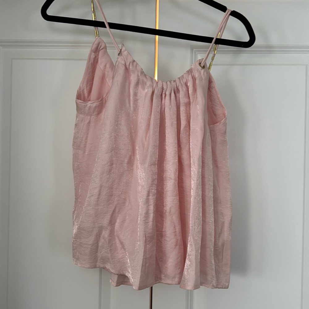 Anthropologie Glistening Baby Pink Cami “Floreat”. NWOT. Size S.